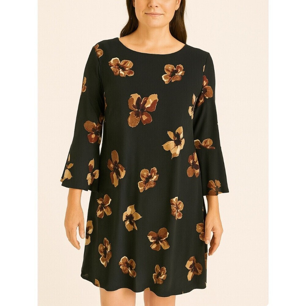 NEW Tommy Hilfiger Black Floral Flutter Sleeve Shift Dress black floral slinky